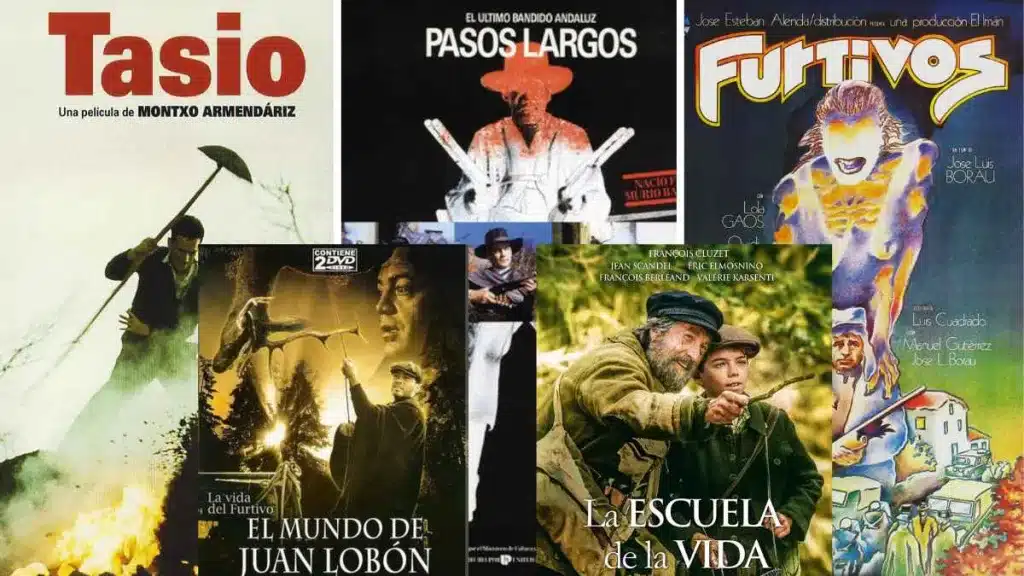 5 películas y series de viejos furtivos: Tasio, Pasos Largos, Furtivo, El Mundo de Juan Lobón, La Escuela de la Vida.