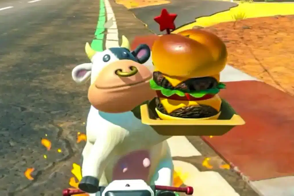 Vaca hamburguesa Peta Nintendo